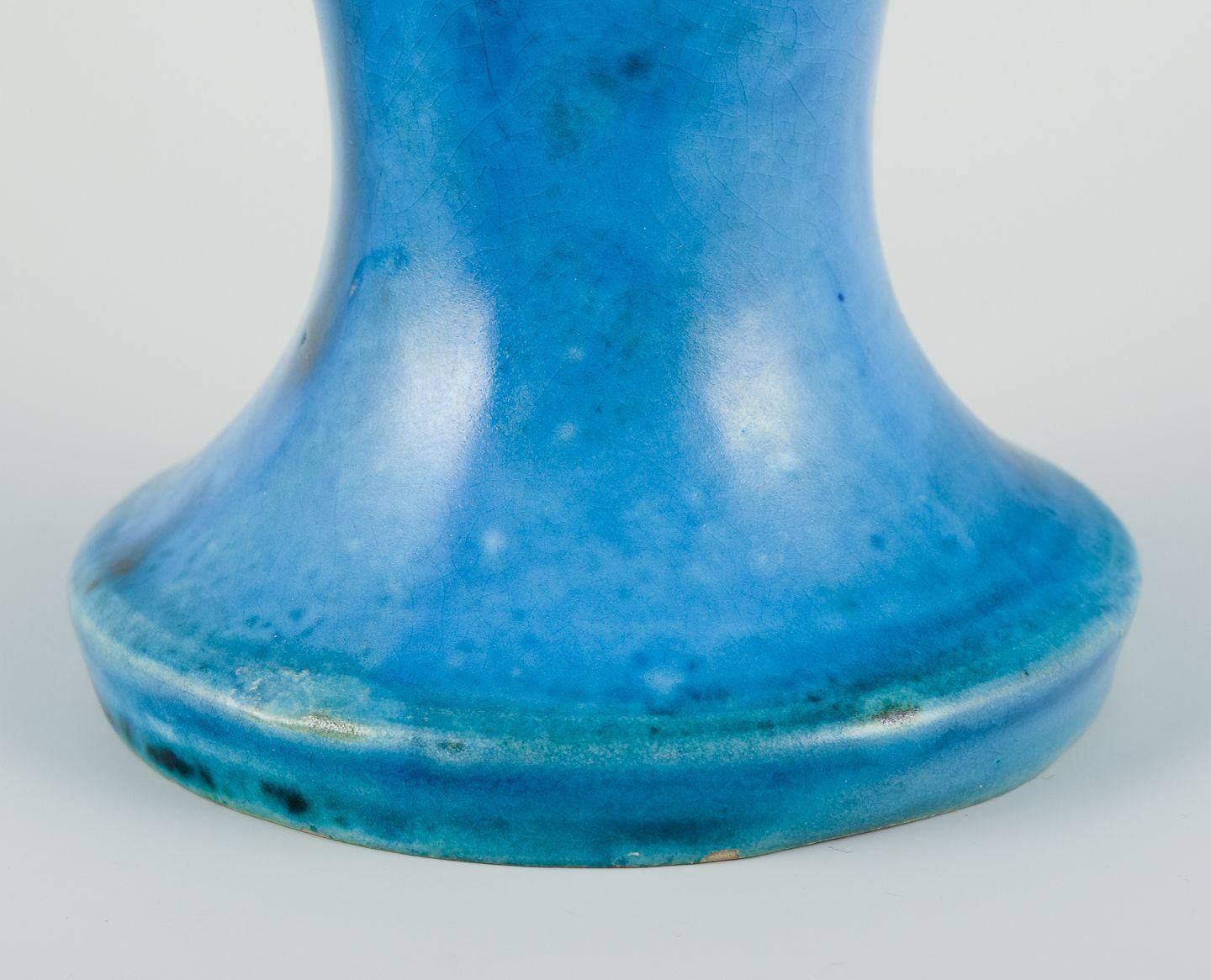Kähler, Denmark. Trumpet Shaped Ceramic Vase, Turquoise Glaze. photo for sale