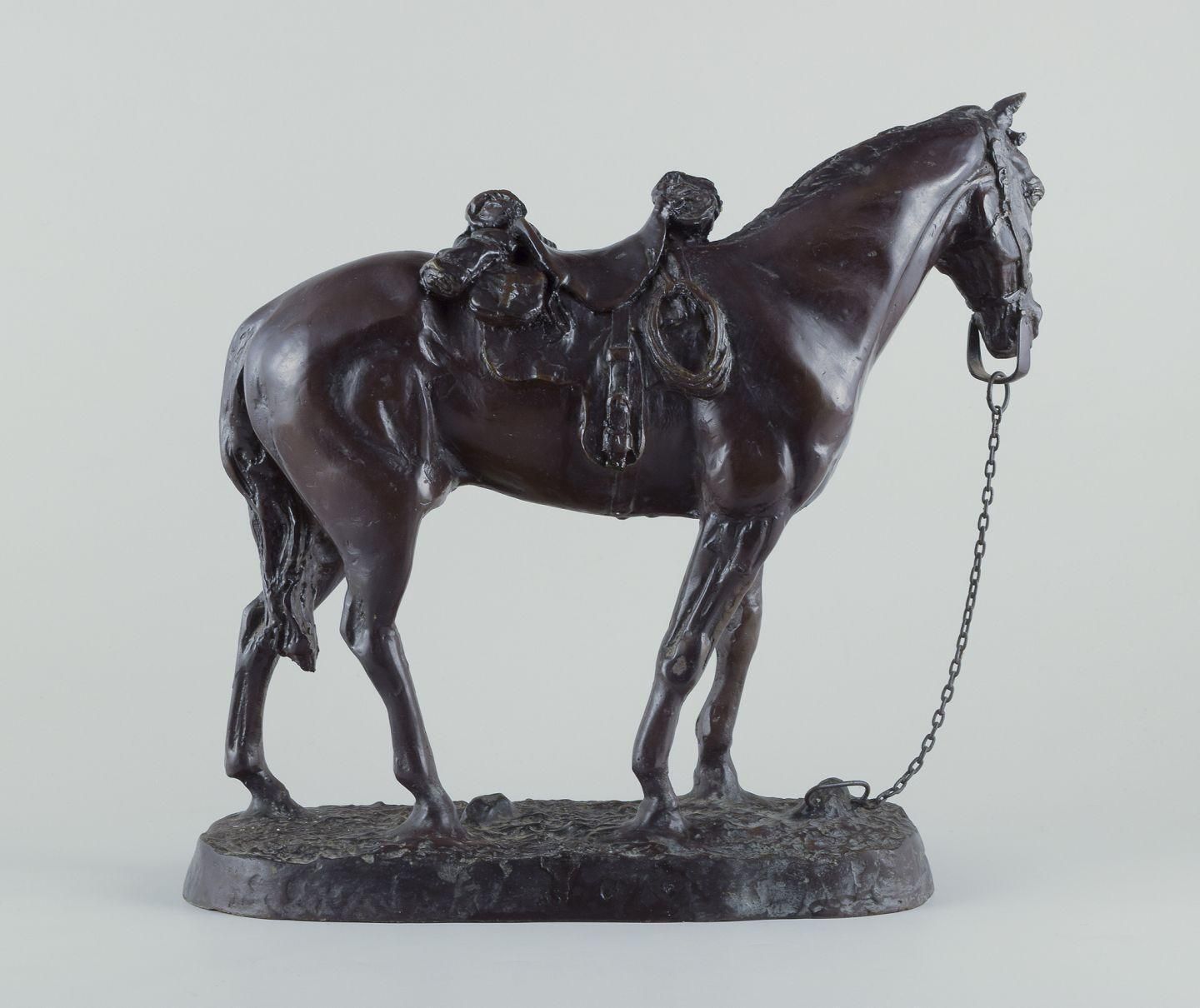 Unknown Sculptor. Large Sculpture In The Shape Of A Horse On A Plinth. photo 1054.0