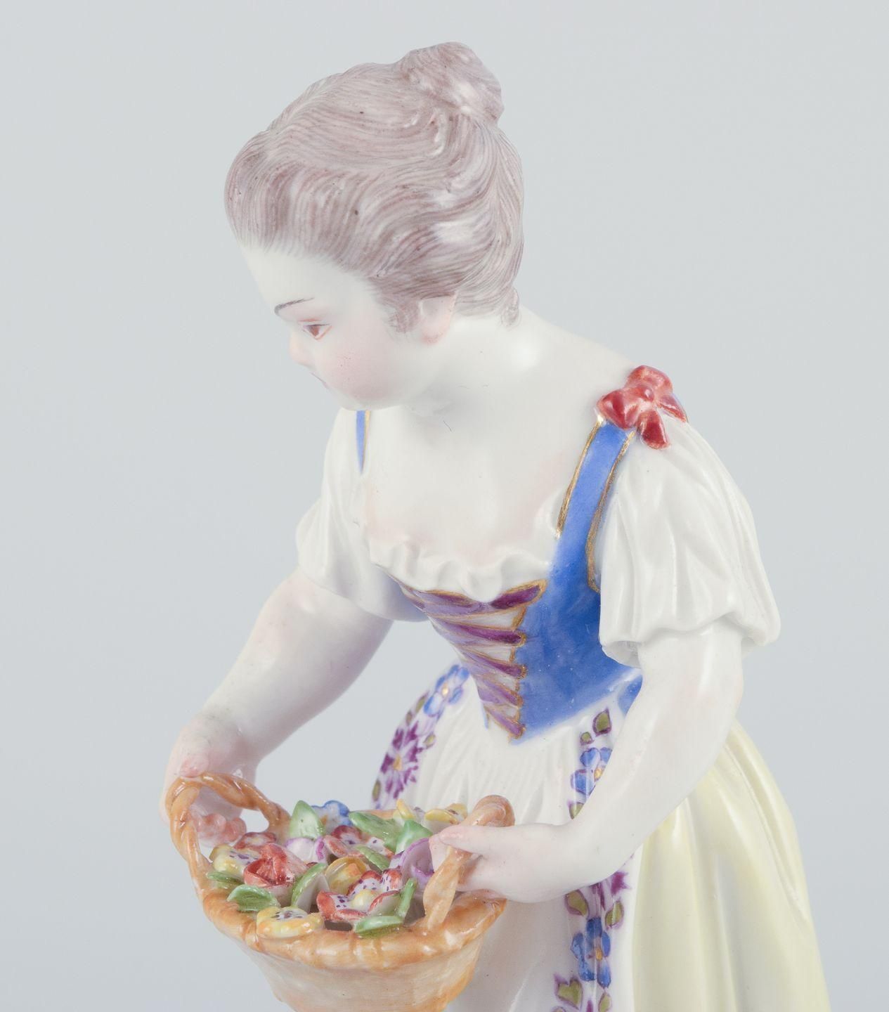 Meissen, Germany. Porcelain Figurine Of Girl With Basket. Ca 1900 photo Home Decor