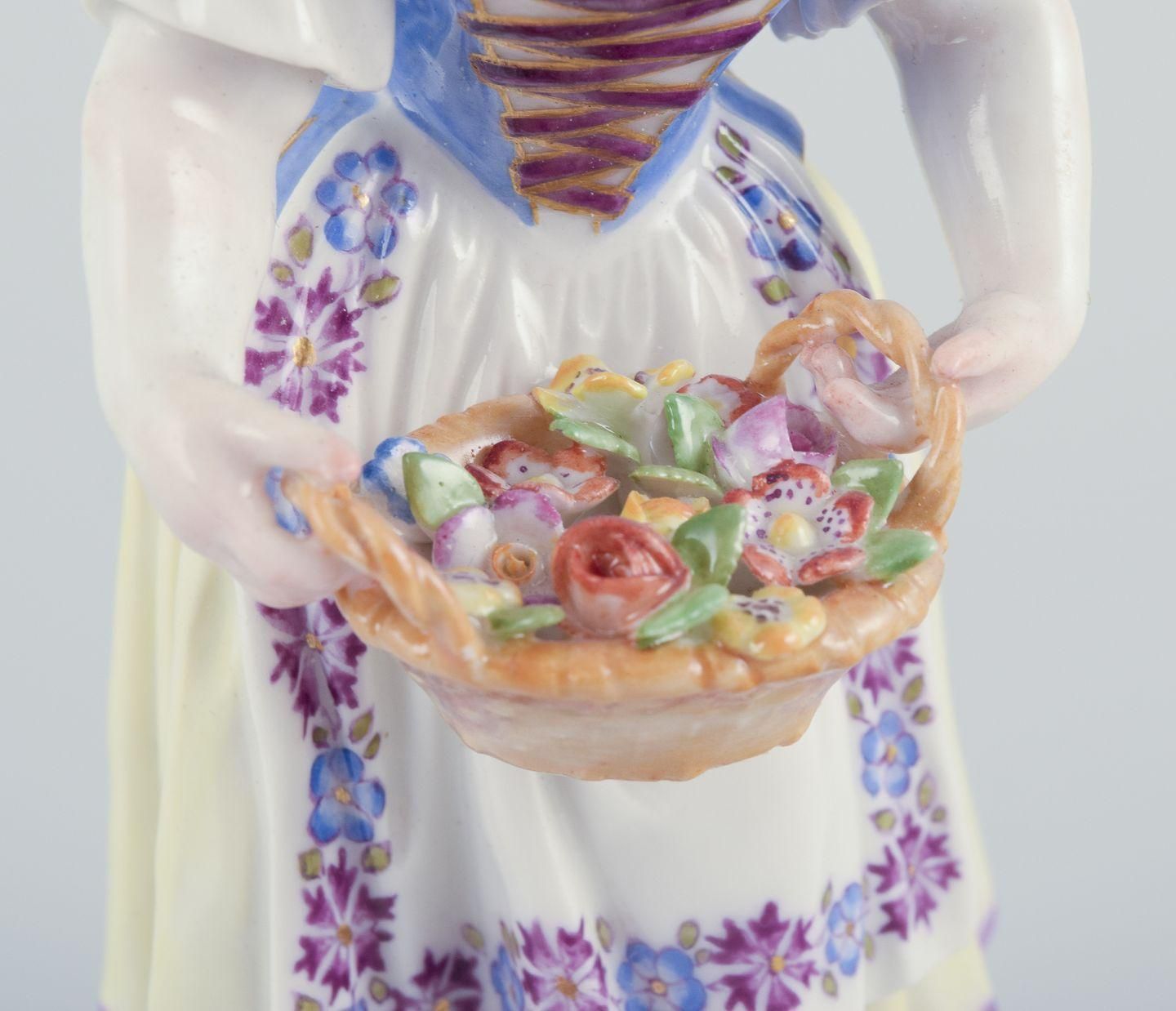 Meissen, Germany. Porcelain Figurine Of Girl With Basket. Ca 1900 photo 527.0