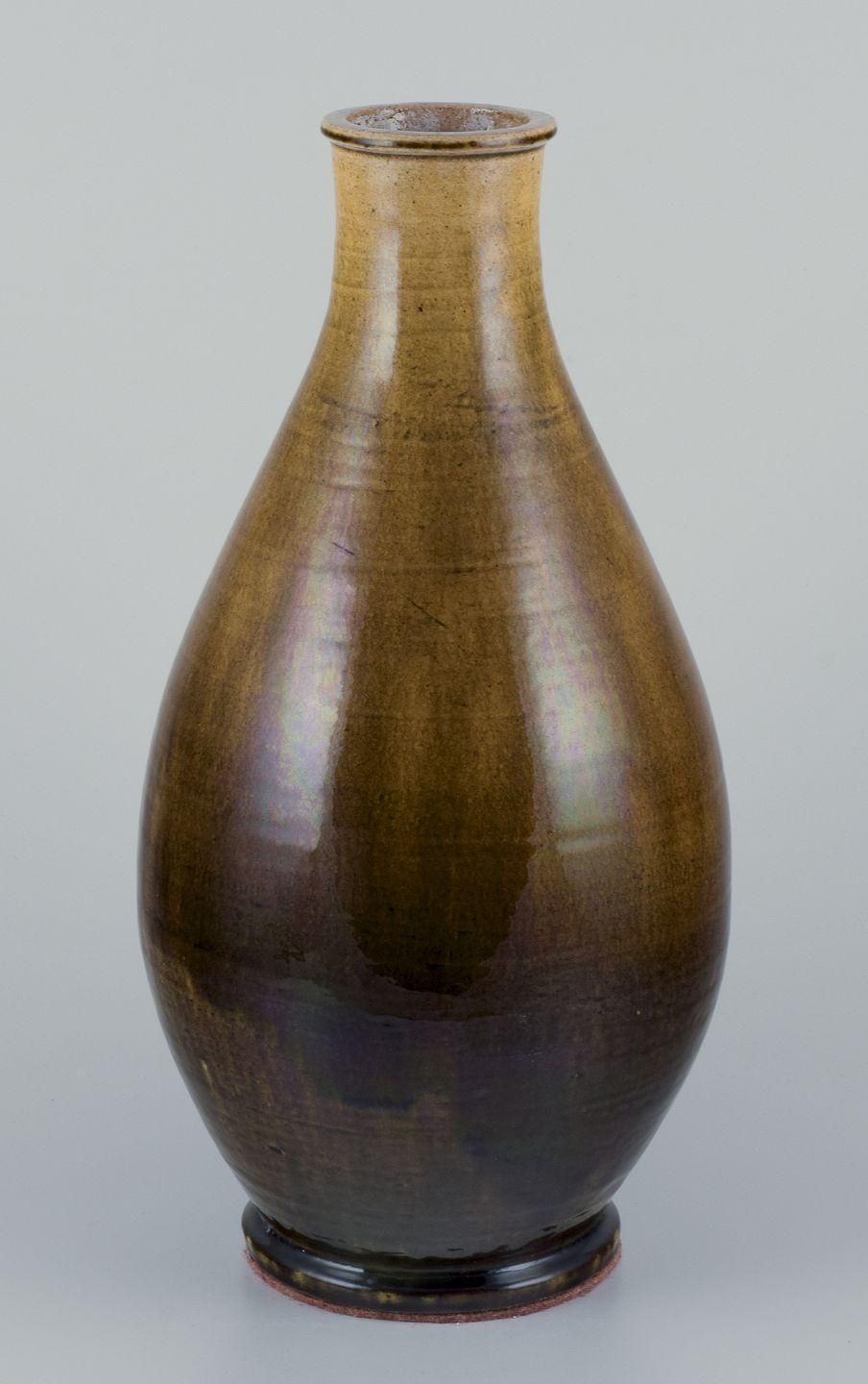 Svend Hammershøi For Kähler. Ceramic Floor Vase In Uranium Yellow Glaze. photo furniture