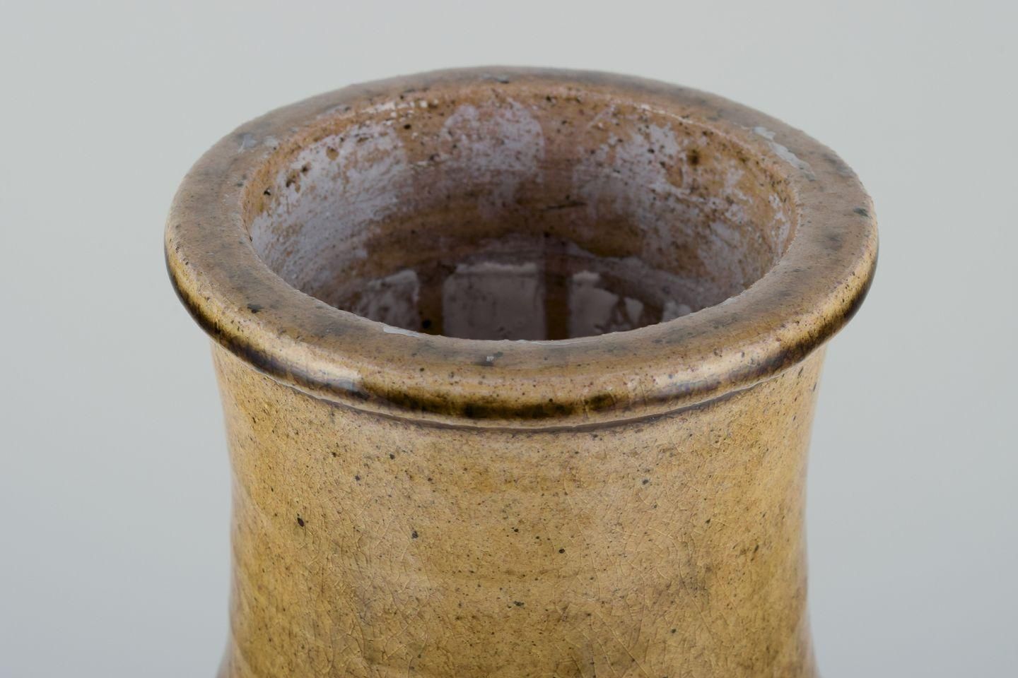 Svend Hammershøi For Kähler. Ceramic Floor Vase In Uranium Yellow Glaze. photo for sale