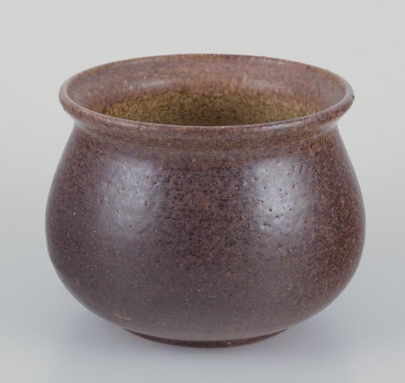Margit Svenning, Danish Ceramist. Ceramic Vase With Glaze In Brown Tones. photo furniture