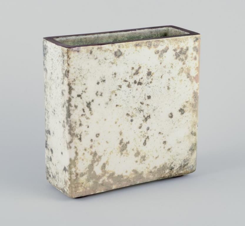 Hans Hedberg For Biot, France. Rectangular Ceramic Vase. 1970s/80s photo for sale