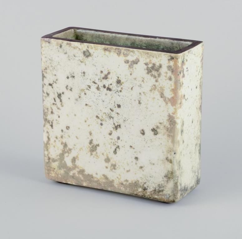 Hans Hedberg For Biot, France. Rectangular Ceramic Vase. 1970s/80s photo Home Decor