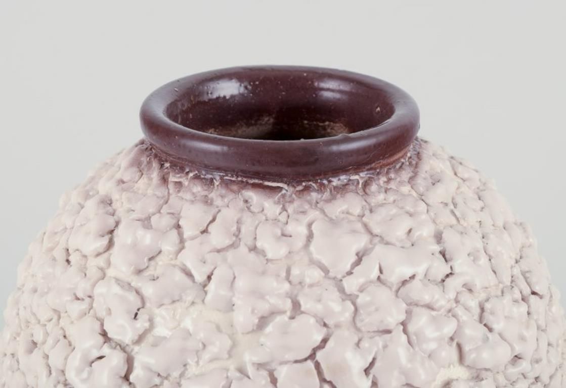 French Ceramicist. Ceramic Vase. Lava Glaze In Light And Brown Colours. photo furniture
