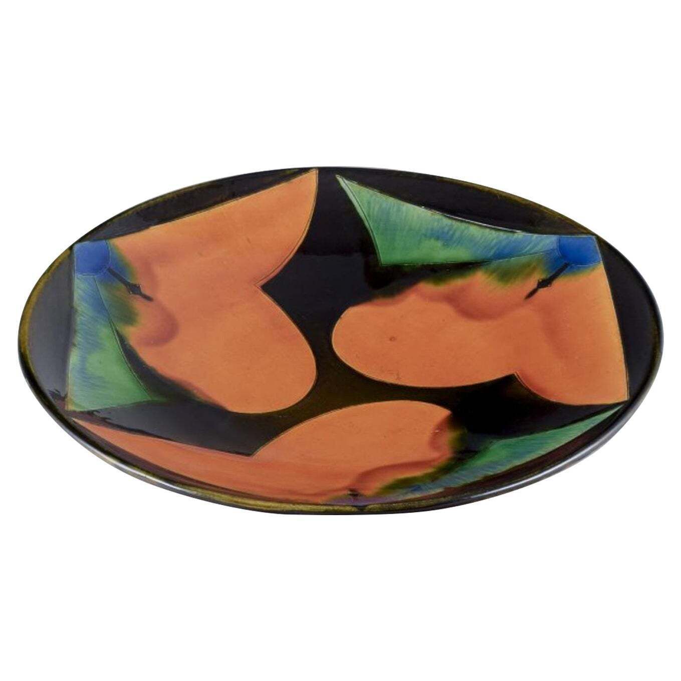 Tommerup Brickworks, Denmark. Large Ceramic Bowl With Polychrome Glaze.