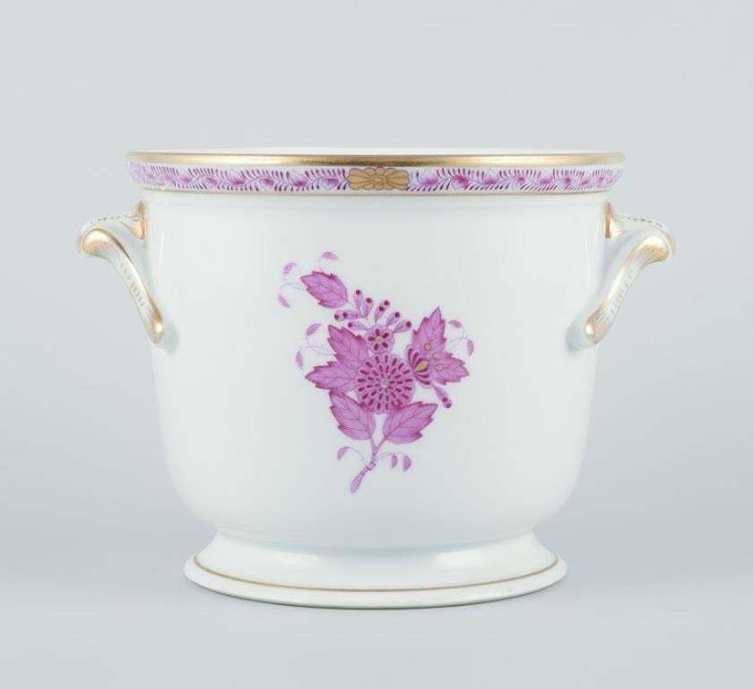 Herend, Hungary. "Apponyi" Flowerpot With Purple Floral Motifs. photo furniture