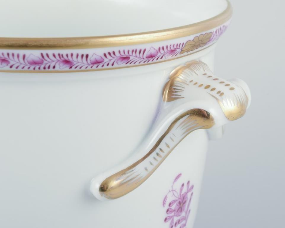 Herend, Hungary. "Apponyi" Flowerpot With Purple Floral Motifs. photo Home Decor