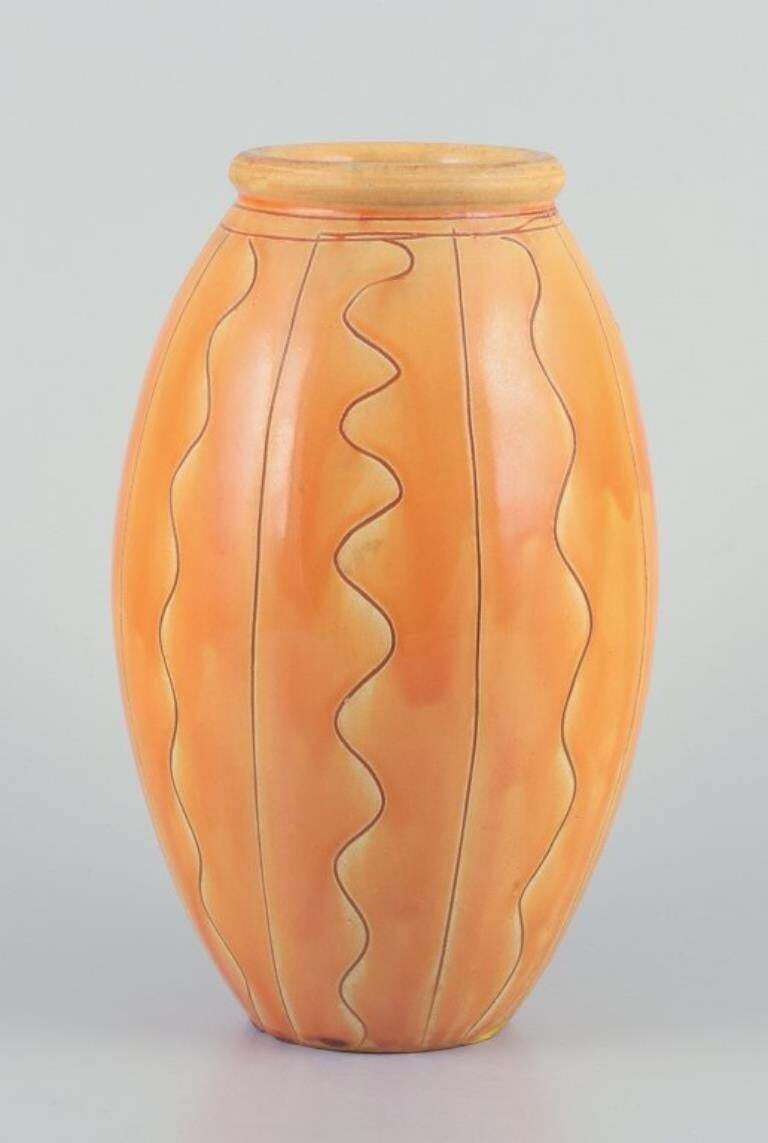 Kähler, Denmark. Ceramic Vase In Uranium Glaze. Circa 1930s. photo furniture