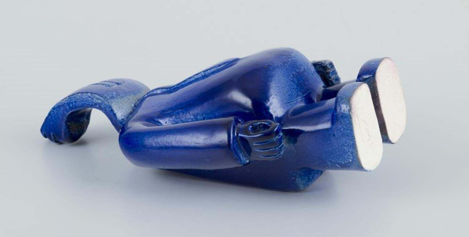 Bernard Lombot, French Ceramicist. Unique Ceramic Sculpture, Standing Blue Man. photo buy