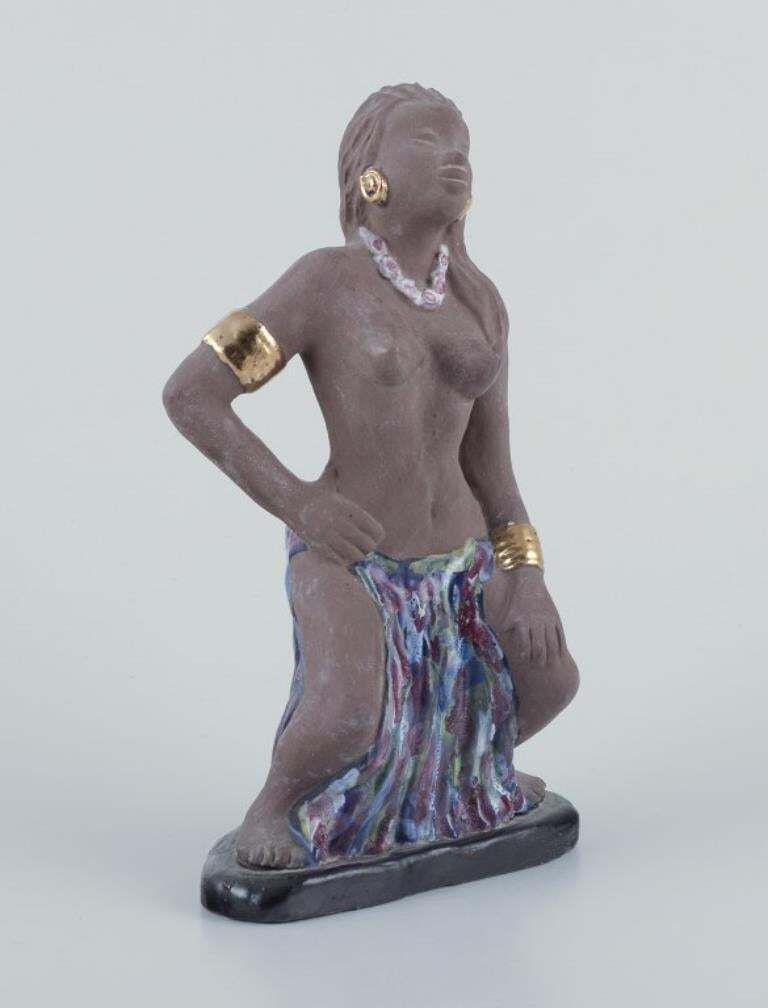 Bengt Wall, Sweden. Figurine Of A Bali Girl. Raw And Glazed Ceramic photo furniture