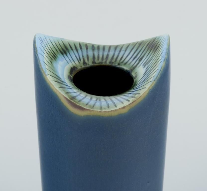 Lisa Larson For Gustavsberg, Sweden. Modernist Ceramic Vase In Blue Glaze. photo furniture