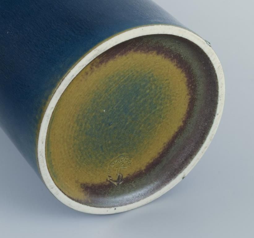 Lisa Larson For Gustavsberg, Sweden. Modernist Ceramic Vase In Blue Glaze. photo 271.0