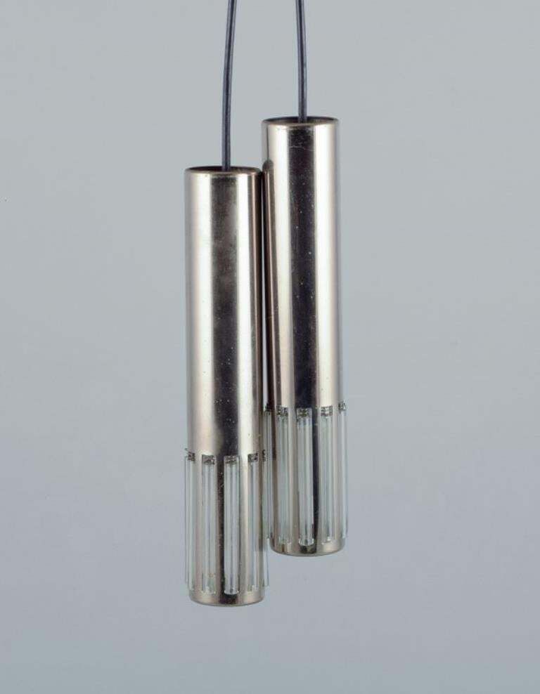 Schmahl & Schulz. Pair Of Ceiling Pendants In Stainless Steel And Acrylic Glass photo for sale