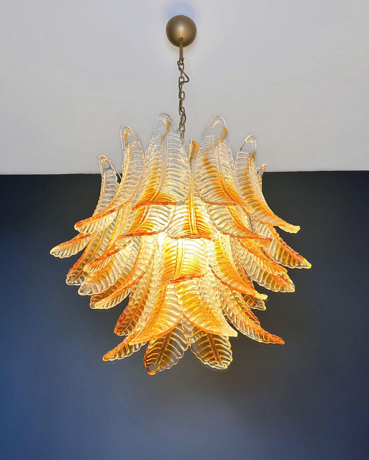 1035.0 Italian Murano Six Tier  Felci Glass Chandelier   36 Amber Stain Glasses photo