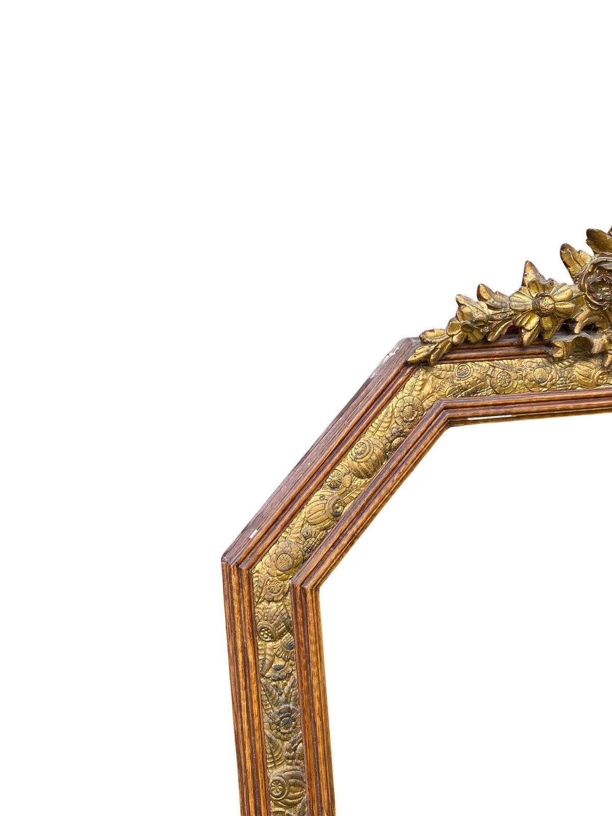 Large Gilded Wood Mirror, Louis XVI   Art Nouveau Transition Style, Bevelled Glass, Late 19th Century photo furniture