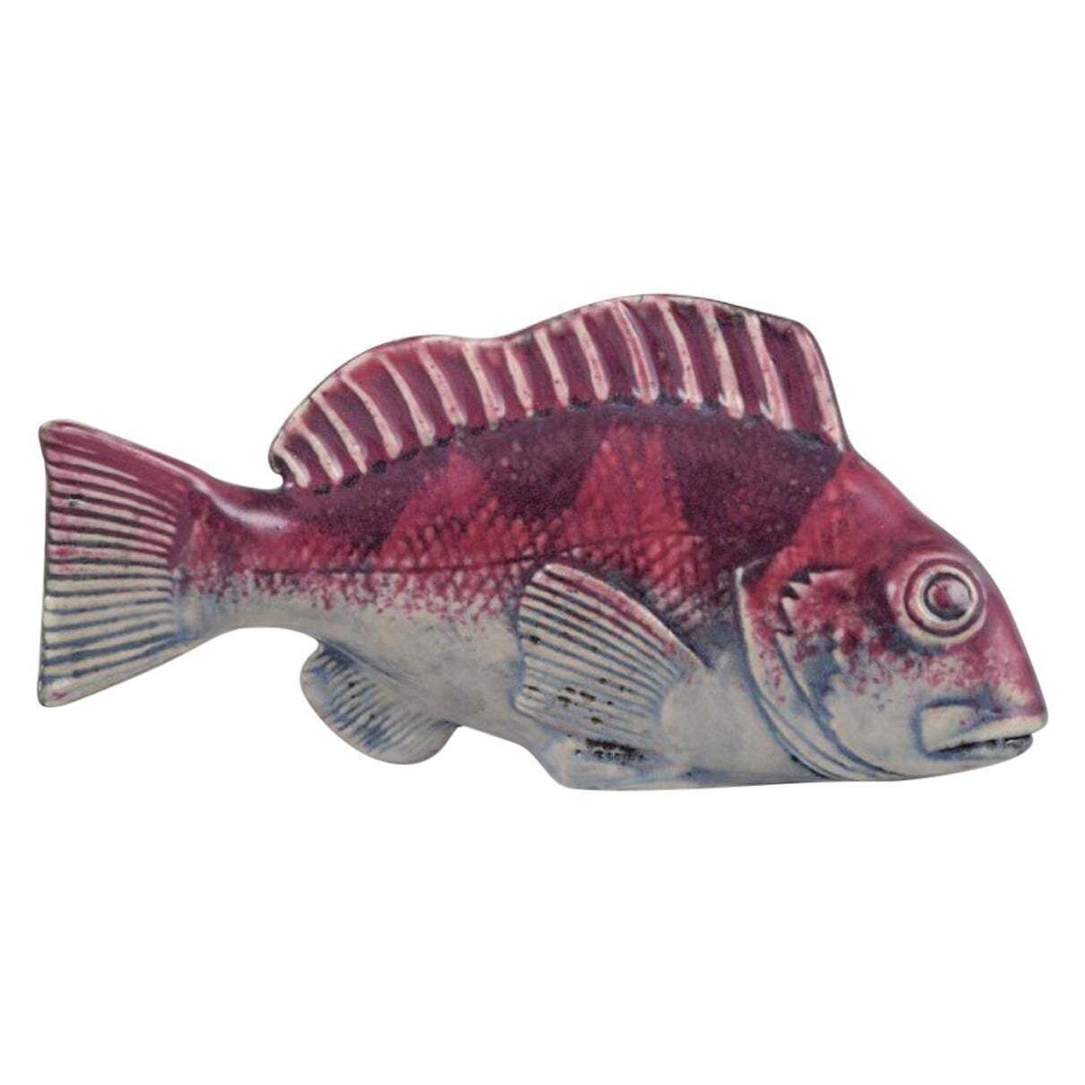Sven Wejsfelt For Gustavsberg. Unique "Stim" Fish In Glazed Ceramics.