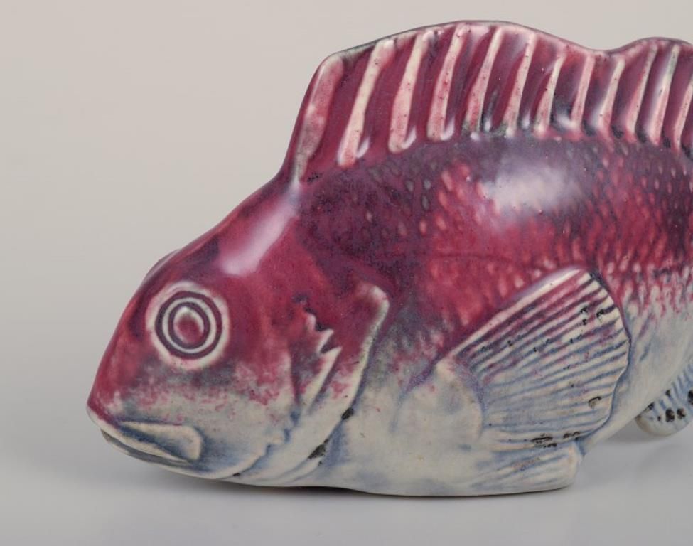Sven Wejsfelt For Gustavsberg. Unique "Stim" Fish In Glazed Ceramics. photo for sale