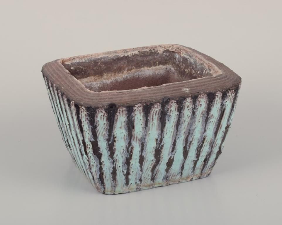 Hjördis Oldfors For Upsala Ekeby. Rare Flower Pot With Stripes. photo furniture