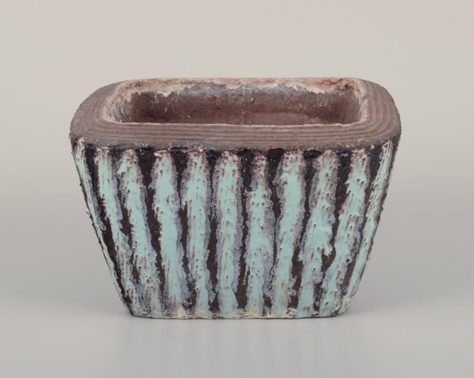 Hjördis Oldfors For Upsala Ekeby. Rare Flower Pot With Stripes. photo Home Decor