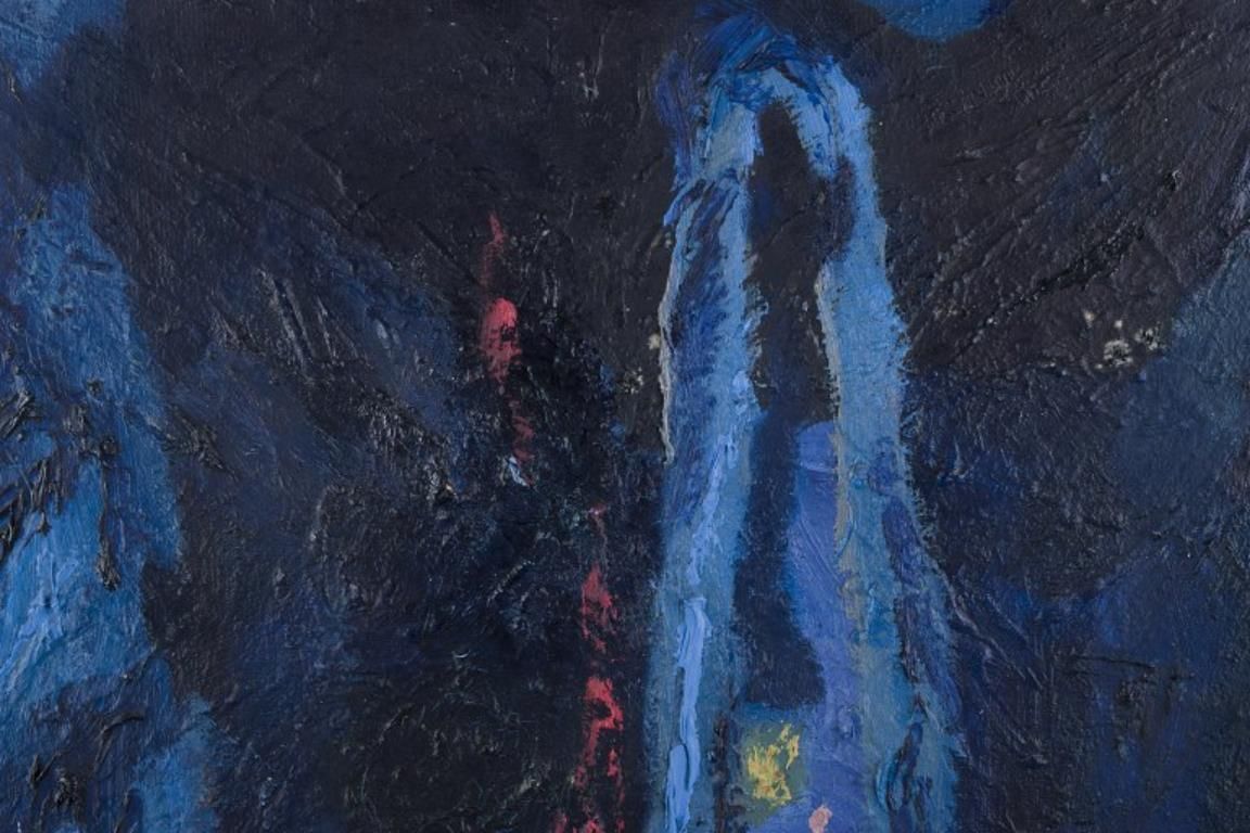 Oskar Stark, German Artist. Oil On Board.  Abstract Composition. "Rising Blue" photo for sale
