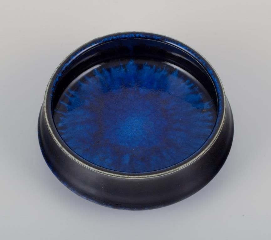 Carl Harry Stålhane For Rörstrand. Ceramic Bowl With Blue Tones Glaze. photo for sale