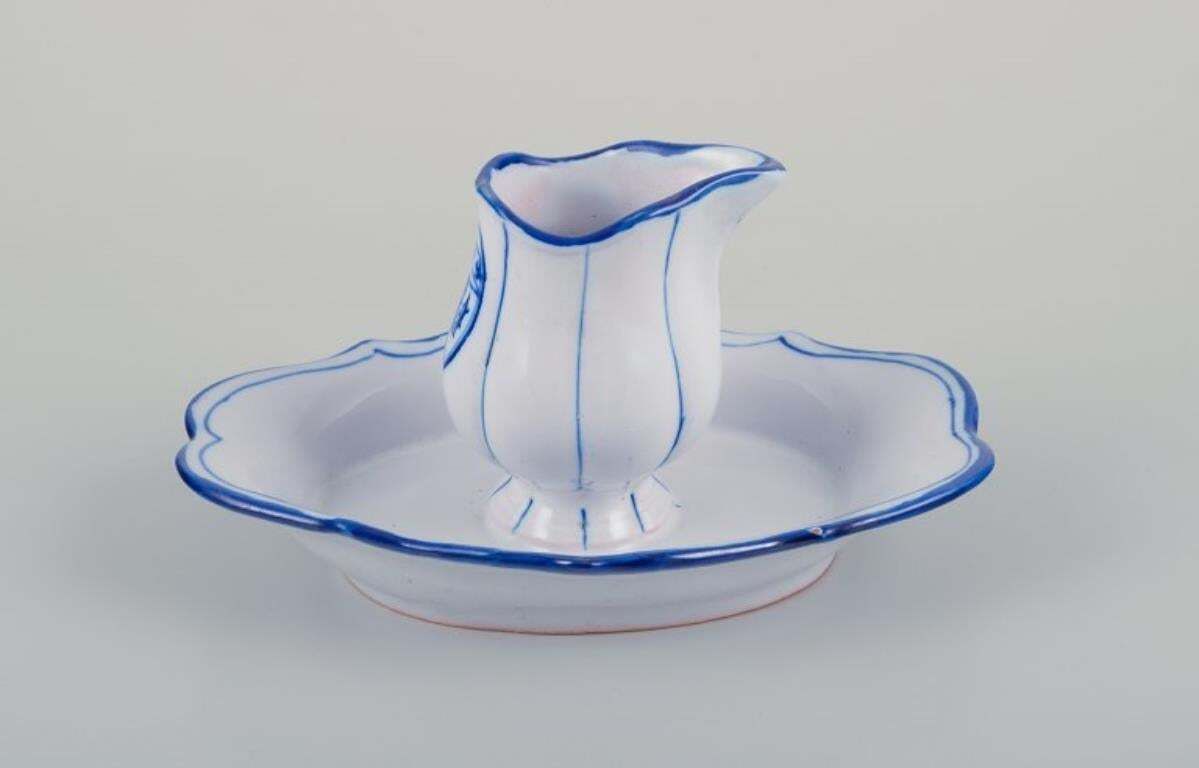 Emile Gallé For St. Clement, Nancy, France. Large Square Bowl And Sauce Boat photo vinterior