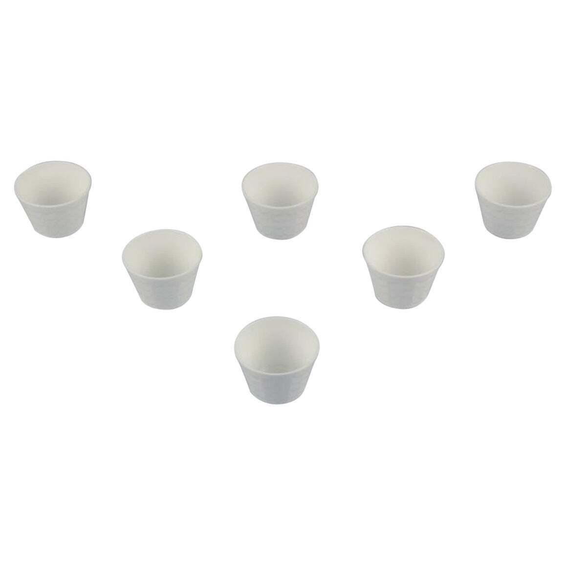 Wilhelm Kåge For Gustavsberg. Six White Porcelain Plant Pots. Swedish Design.