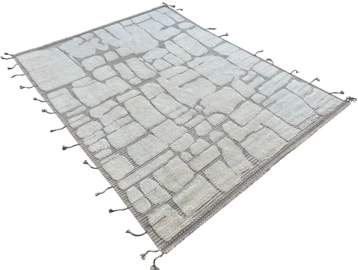 275x365 Cm Hand Knotted Moroccan Design Rug. Vintage Beni Ourain Carpet. 100% Natural Wool photo Textiles