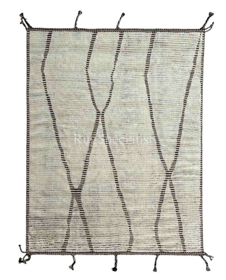 245x305 Cm Moroccan Style Area Rug. Vintage Handknotted Carpet. 100% Natural Wool. 8x10 Ft