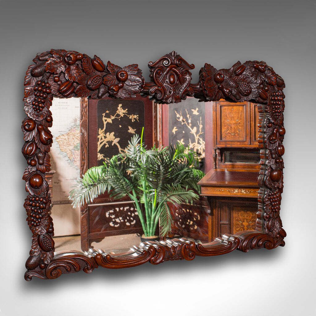 Antique Overmantle Mirror, English, Country House, Carved, Victorian, Circa 1900
