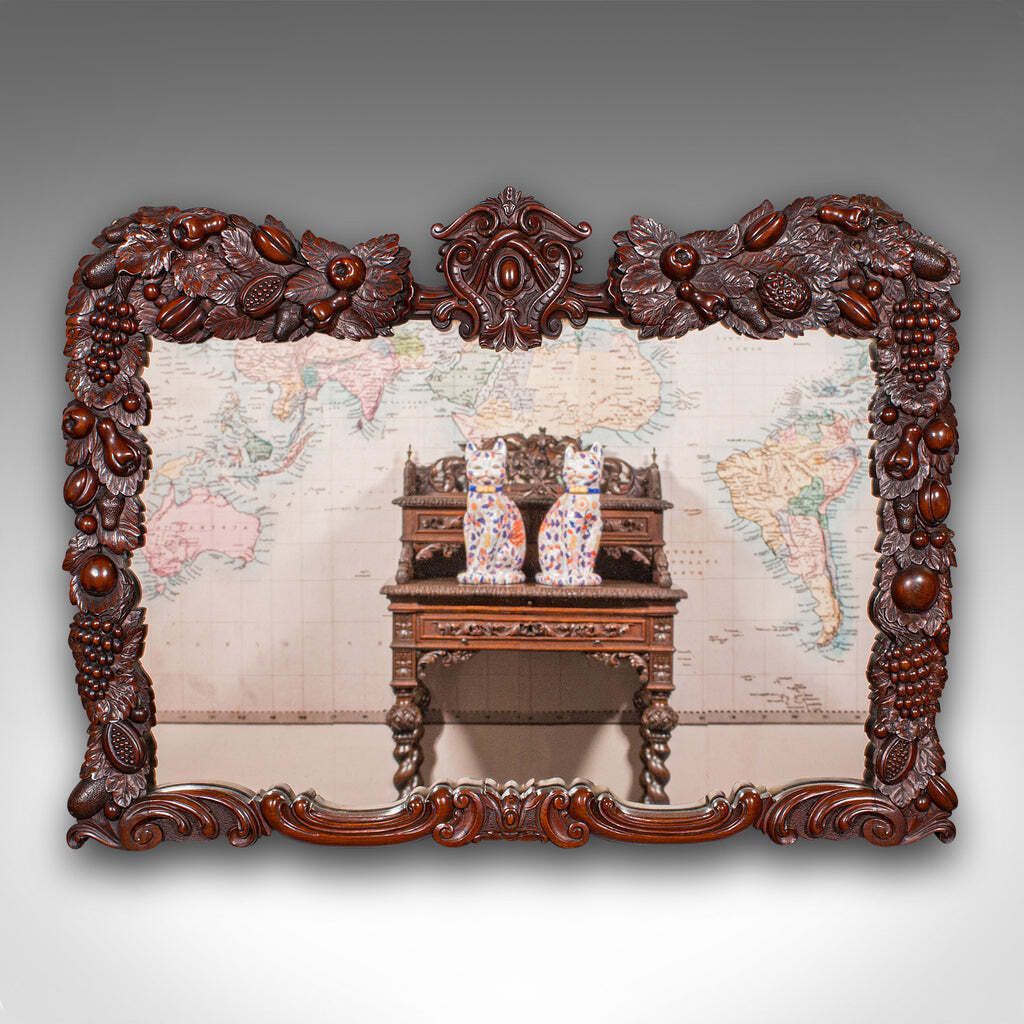 Antique Overmantle Mirror, English, Country House, Carved, Victorian, Circa 1900 photo furniture