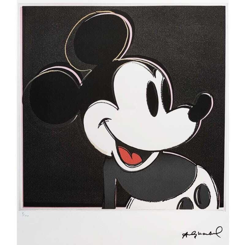 1980s Gorgeous Andy Warhol "Mickey Mouse" Limited Edition Lithograph By Leo Castelli photo furniture