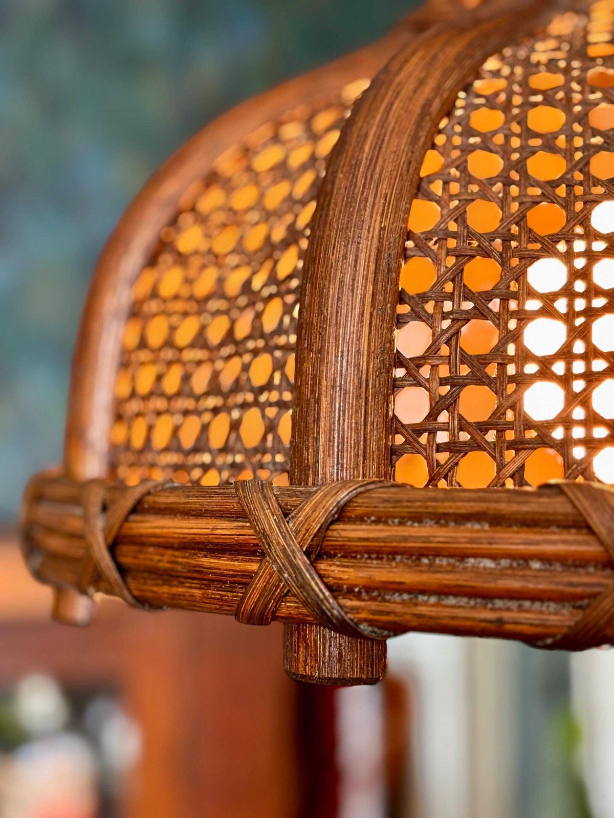 Bamboo And Rattan Chandelier, Italy, 1960s photo 571.0