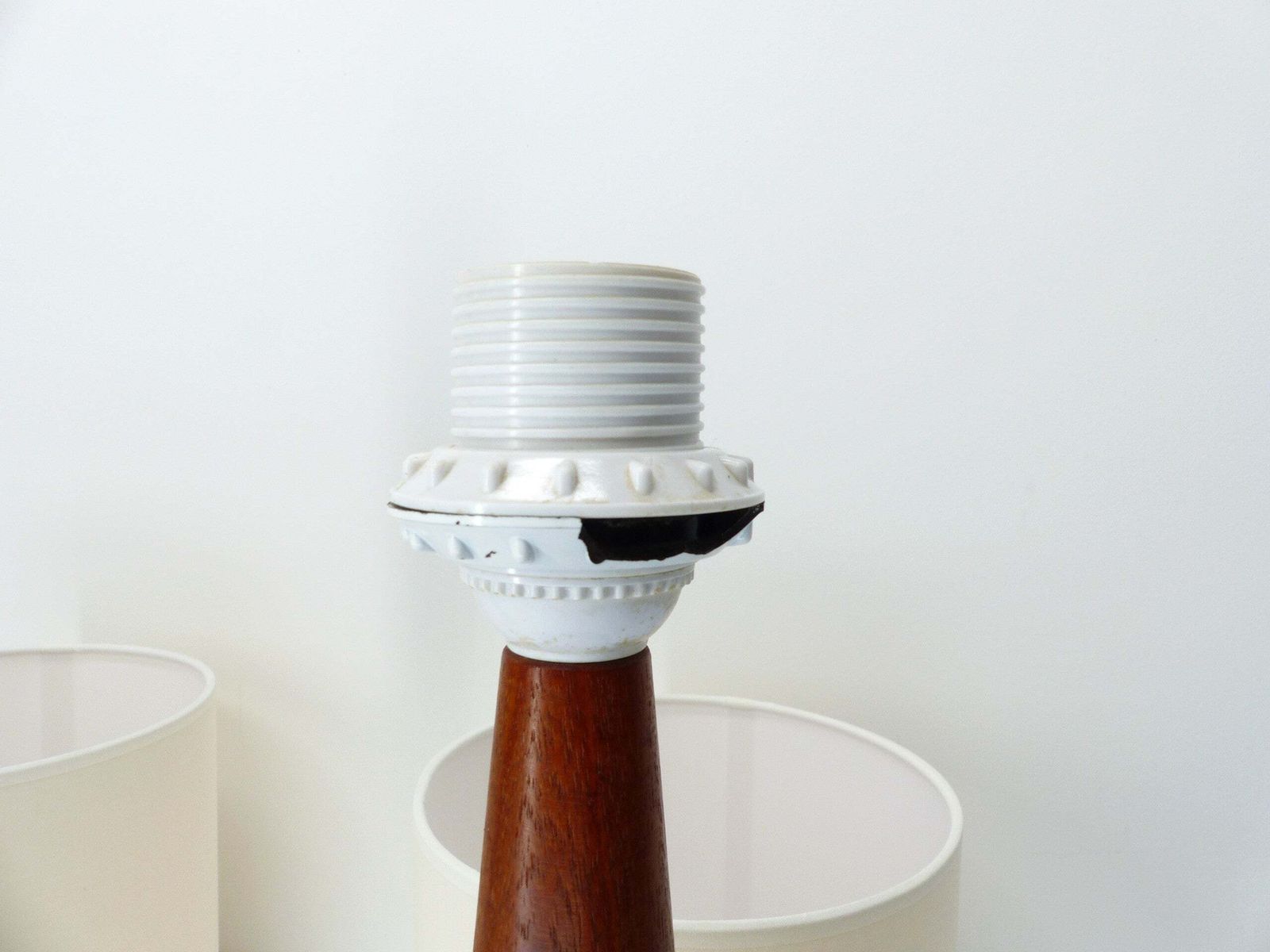 Pair Of Scandinavian Teak And Mosaic Table Lamps, Denmark 1960s photo vintage