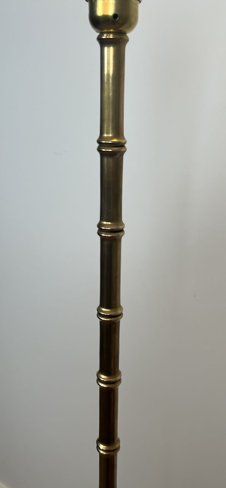 Pair Of Faux Bamboo Floor Lamps In Bronze And Brass By Jacques Adnet photo vinterior