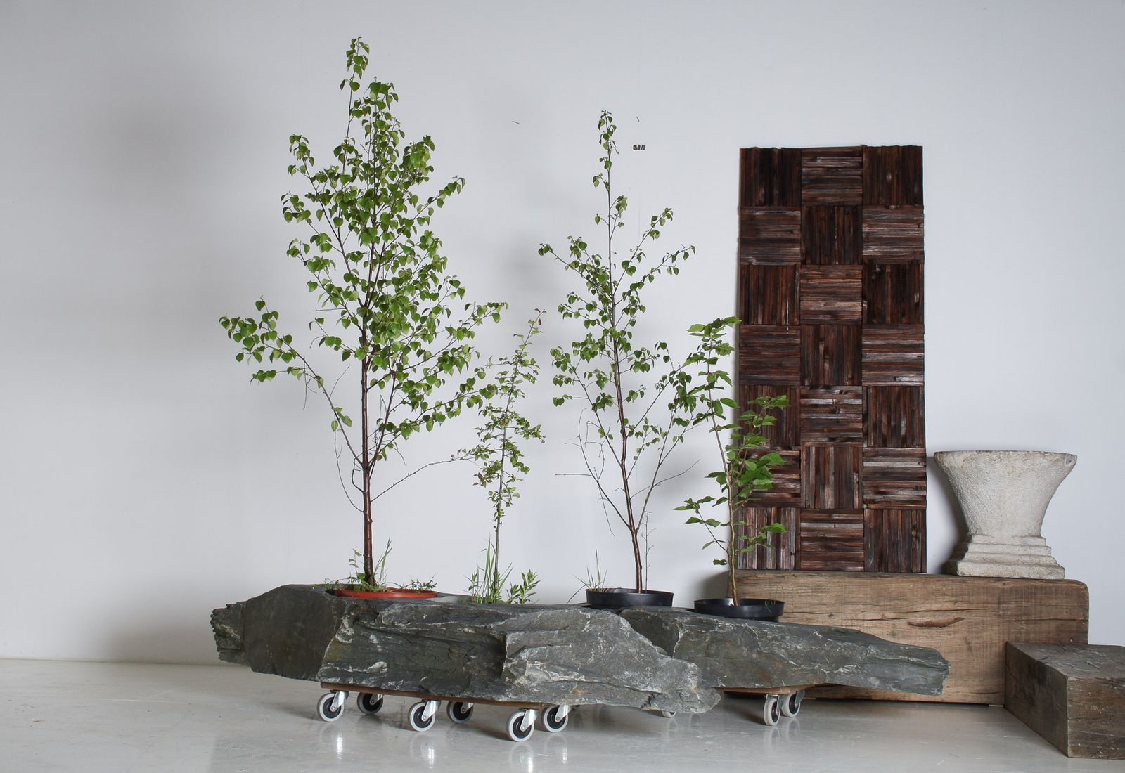 A Pair Of Natural Wabi Sabi Stone Garden Planters – Welsh Slate photo furniture