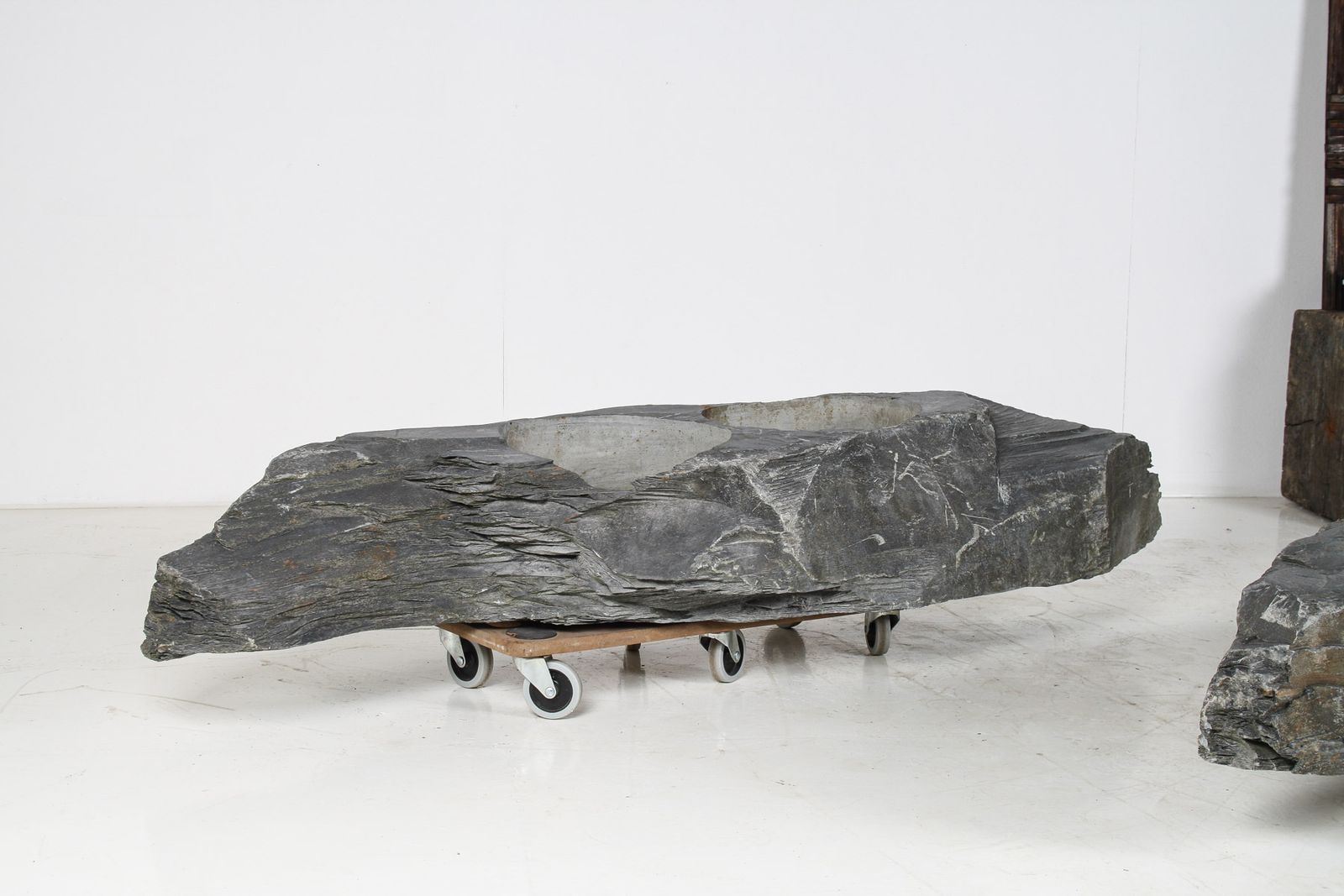photo buy A Pair Of Natural Wabi Sabi Stone Garden Planters – Welsh Slate