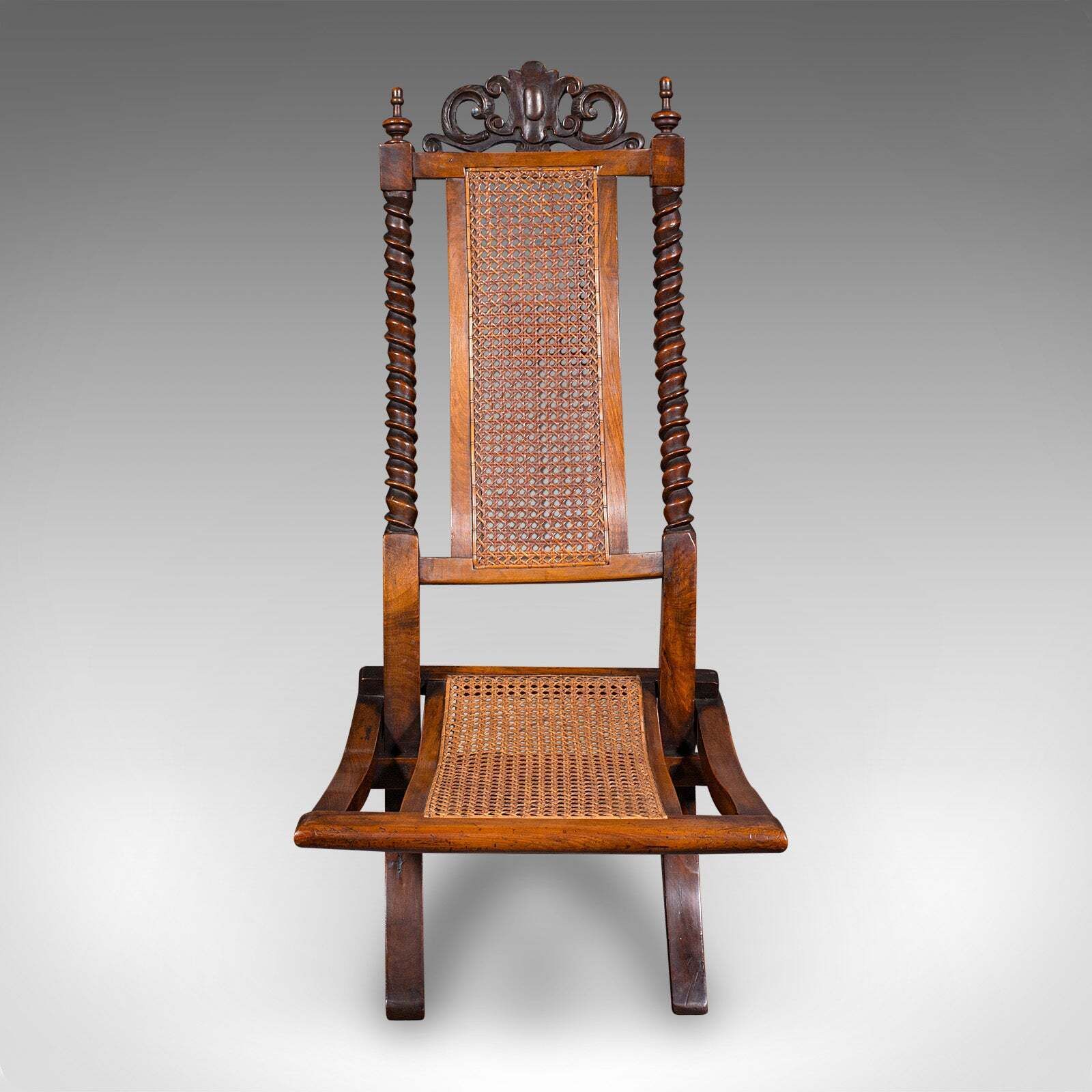 Antique Folding Steamer Chair, English, Bergère, Campaign Lounge Seat, Victorian photo furniture