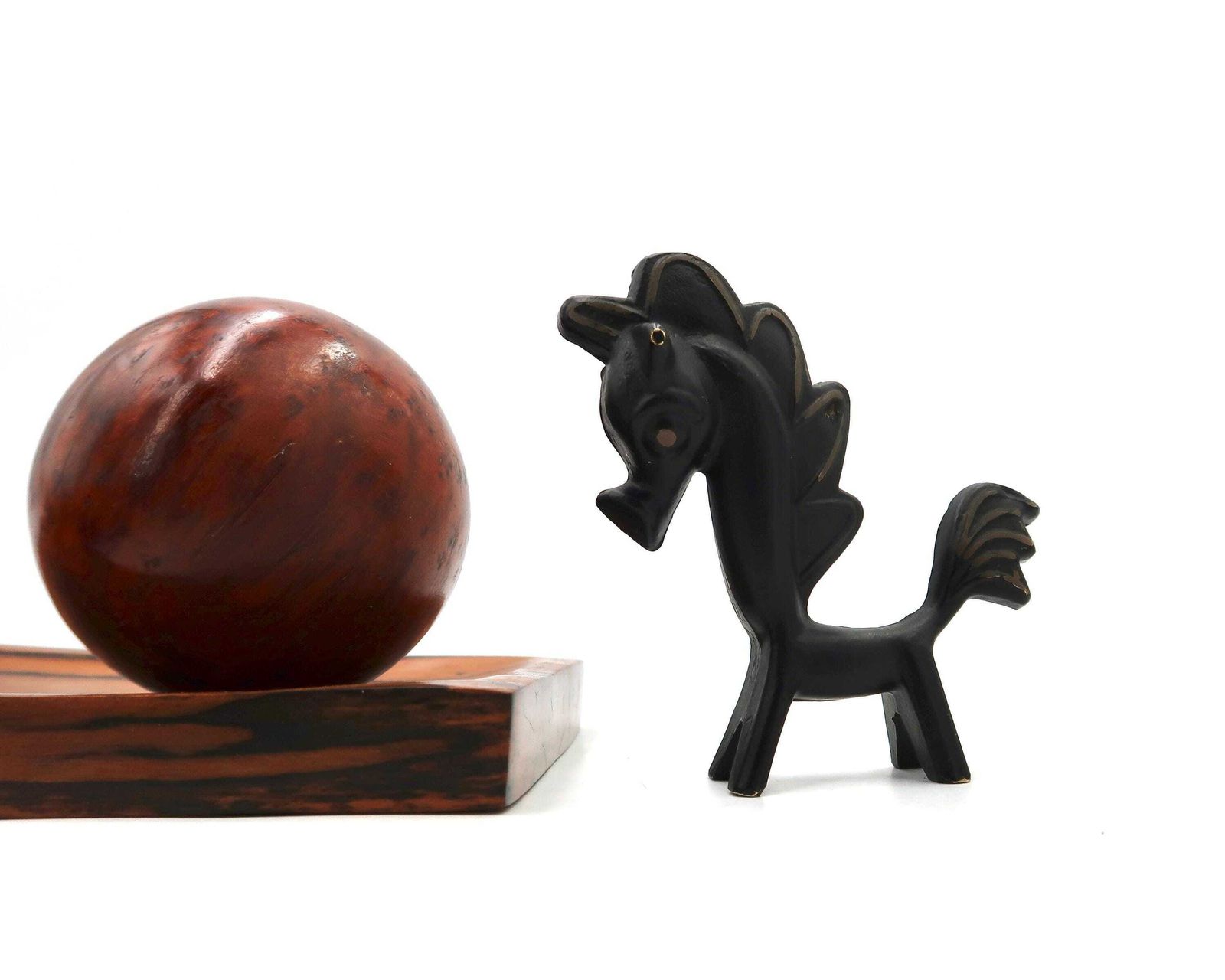 Bronzen Beeldje: Paard, Ca. Jaren 1950 / In De Stijl Van Walter Bosse, Presse Papier, Kunst, Sculptuur, Vintage photo Kunst