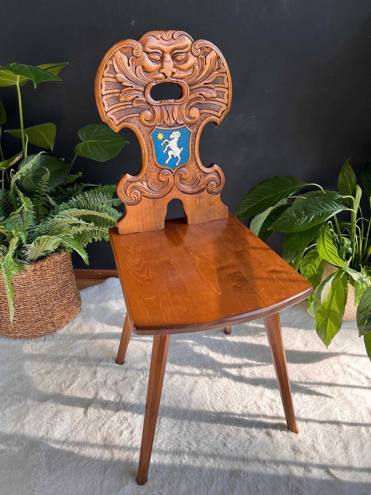Vintage Original Swiss Mountain Chair, Alpine Chair, Mountain Chalet Decor, Tyrolean Chair photo vinterior