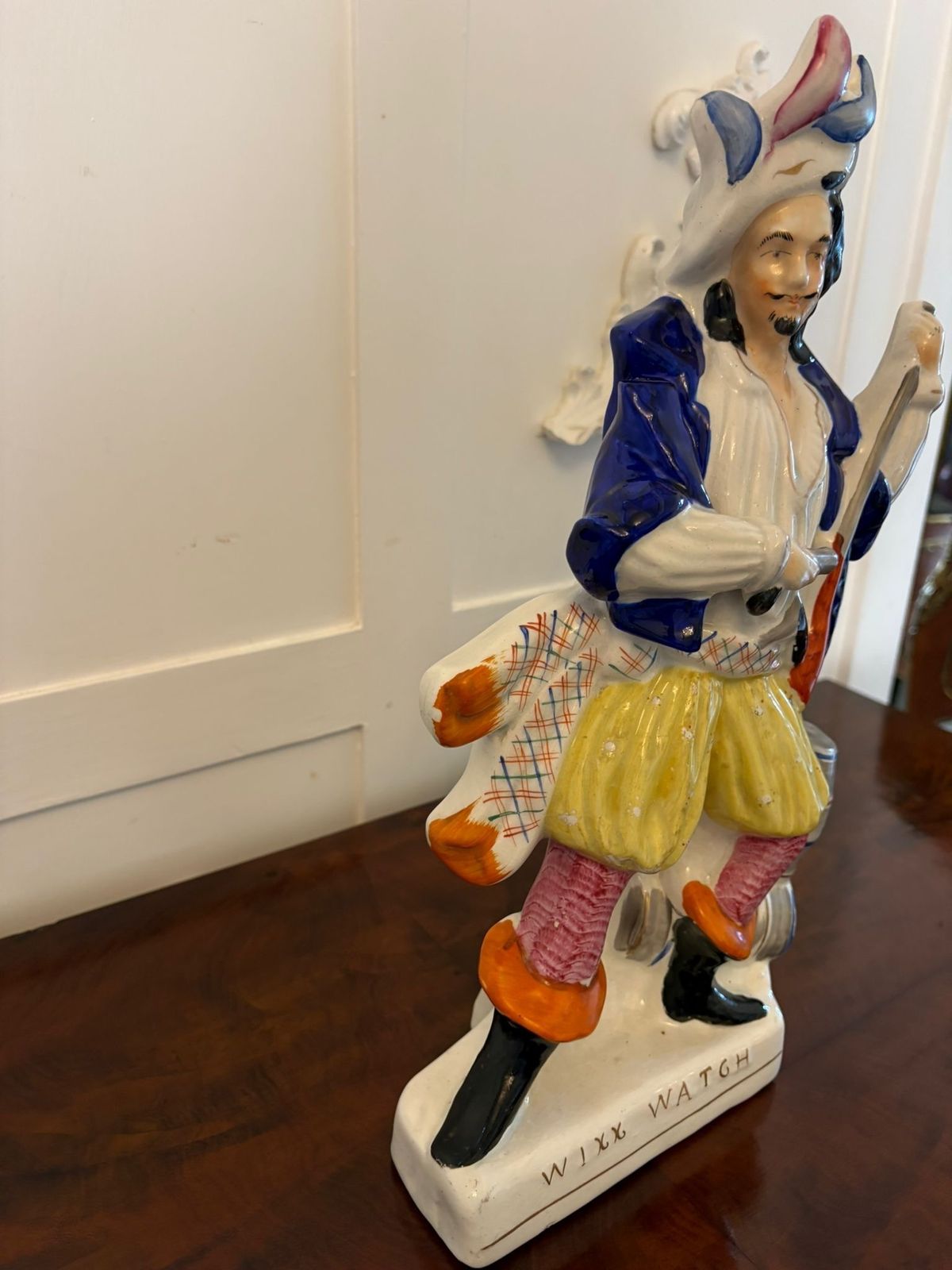 Large Antique 19th Century Quality Staffordshire Flatback Figure Of Will Watch Smuggler photo vintage