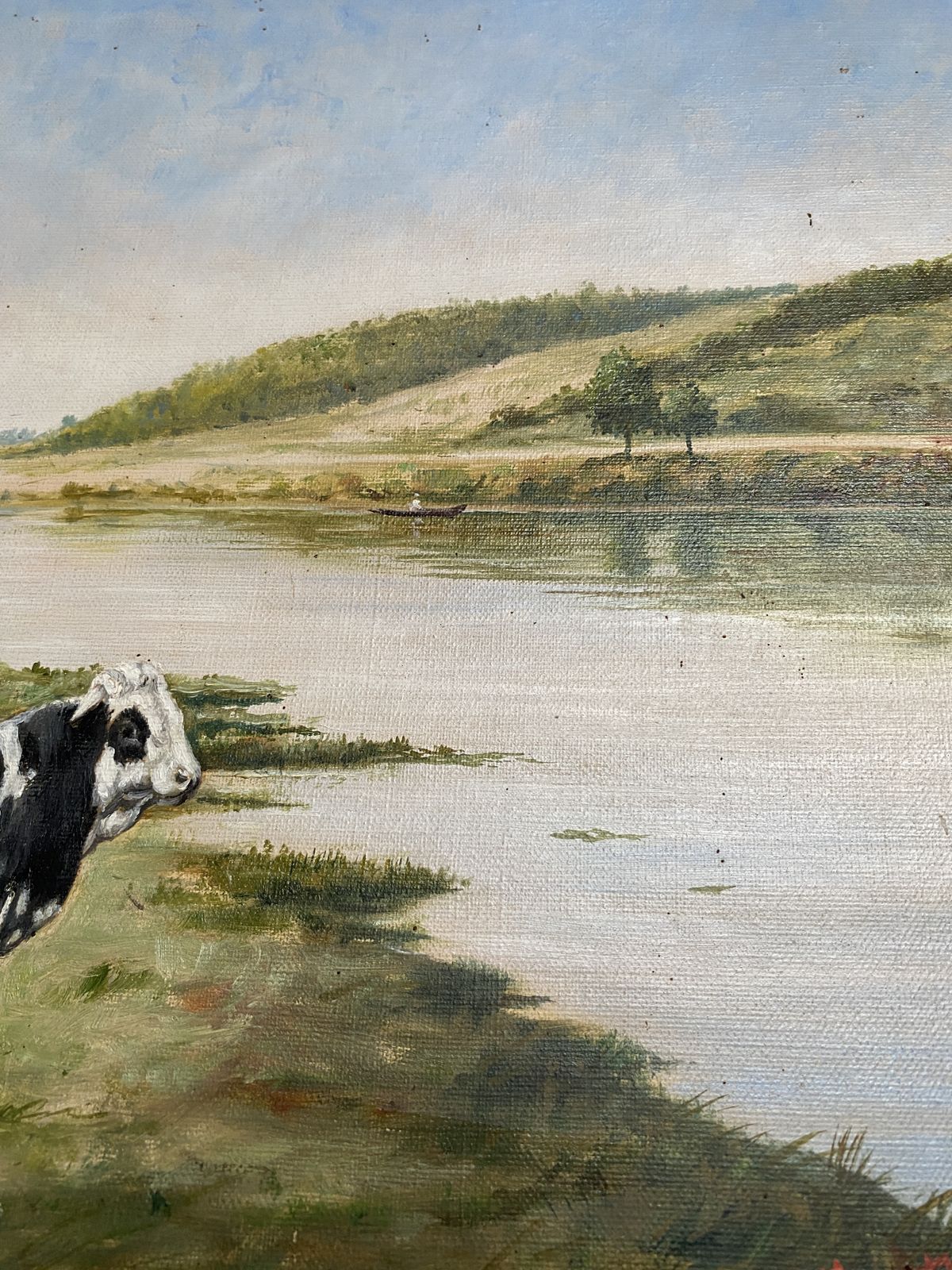 Cow By A River   French School, Late 19th Century photo Art