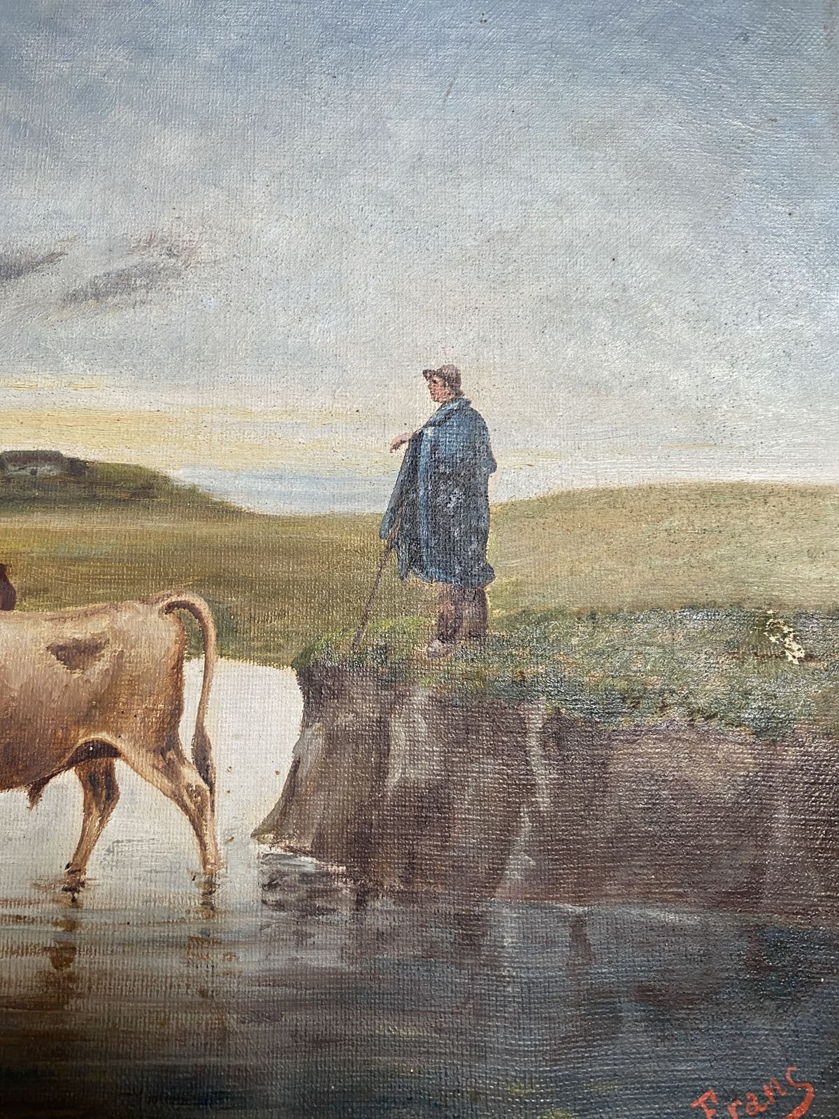 Pastoral Scene At The Drinking Trough   French School, Late 19th Century photo Art