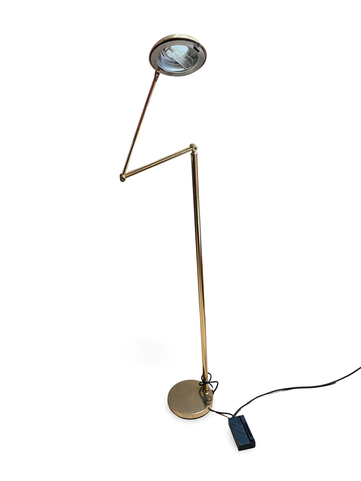 Articulated Halogen Lamp In Chromed Brass   1990s Design   Made In Italy   Height 155 Cm photo vintage