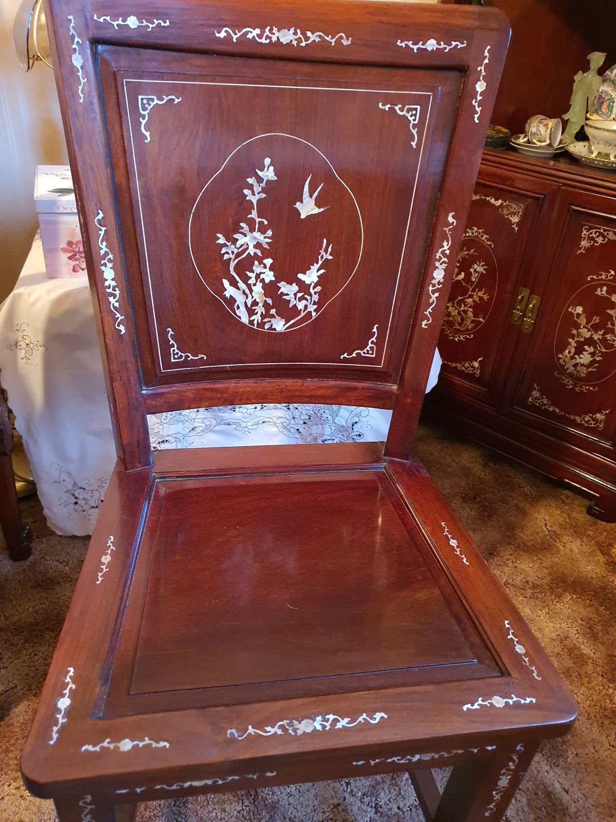 Beautiful Mother Of Pearl Rosewood Table And Chairs photo furniture