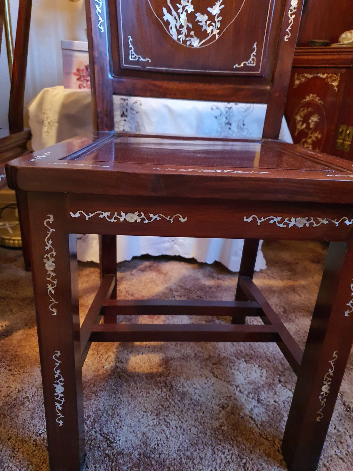 Beautiful Mother Of Pearl Rosewood Table And Chairs photo Furniture