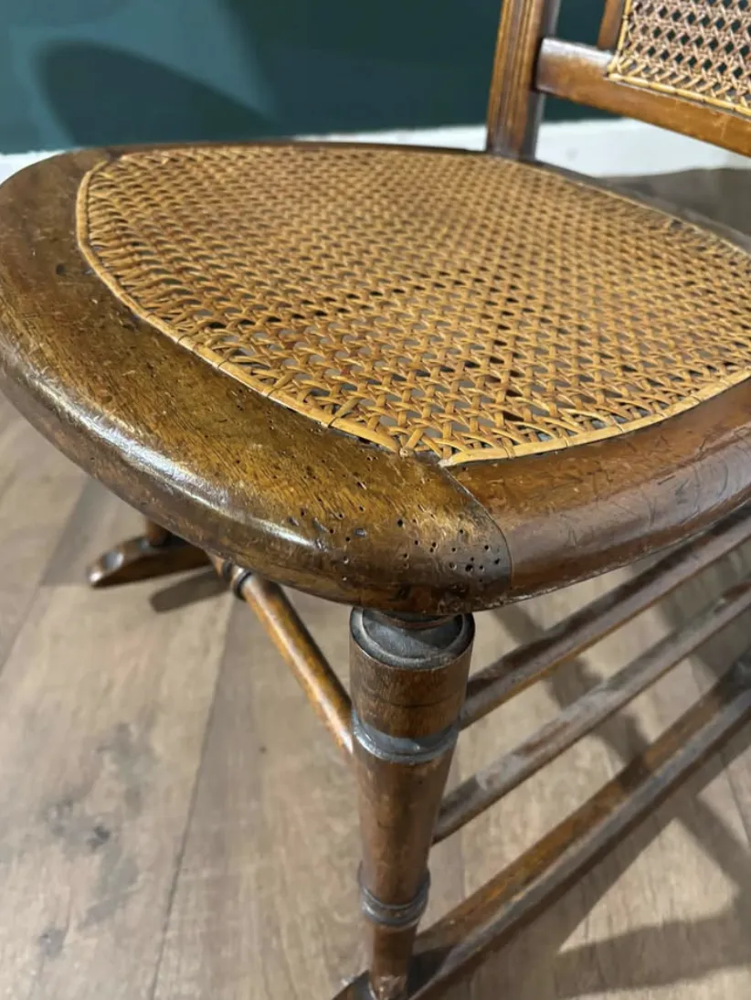 Edwardian Mahogany Rocking Chair With Berge Style Seat & Back Panel photo furniture