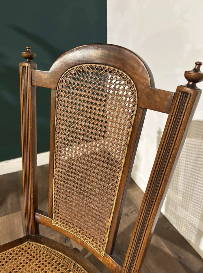 photo furniture Edwardian Mahogany Rocking Chair With Berge Style Seat & Back Panel